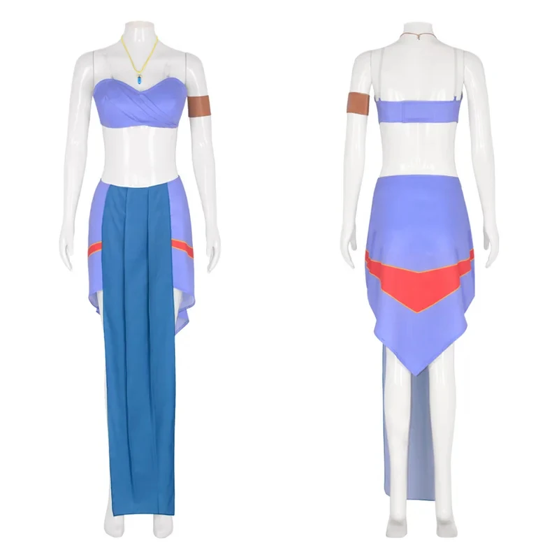 

2;f,6\Halloween Princess Kida Atlantis Cosplay Party Costume Adult Women Blue Dress Suits Girls Carnival Fancy Sexy Dr5,j'8.k/4\
