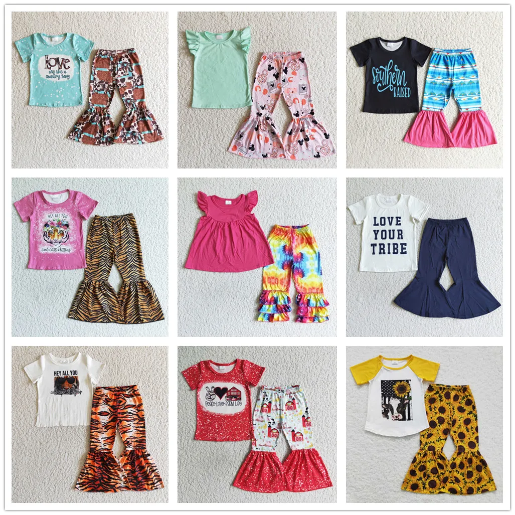 

Wholesale NO MOQ Clearance Kids Clothing Outfits Children's Fancy Apparels Baby Boutique 2PCS Sets