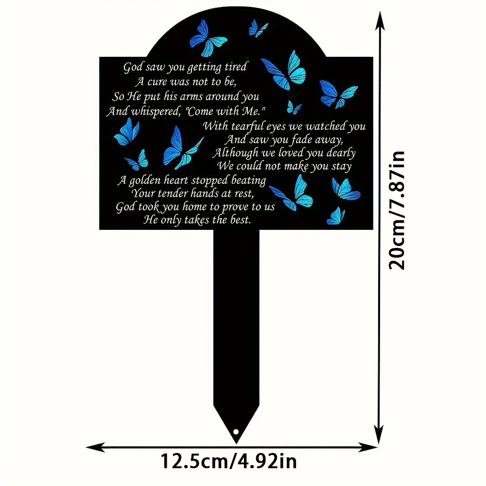 2D Butterfly Memorial - Durable Outdoor Decoration for Cemetery Tributes, Heartfelt Grave Markers, Garden Signs Celebrating 1pc
