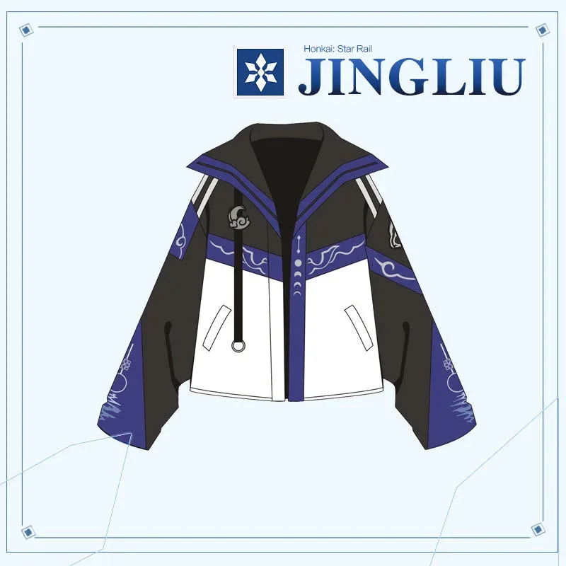 

Jingliu пальто для косплея крутые топы Harajuku аниме Honkai: Star Rail Jing Liu повседневная толстовка с капюшоном свободная куртка брюки уличная одежда