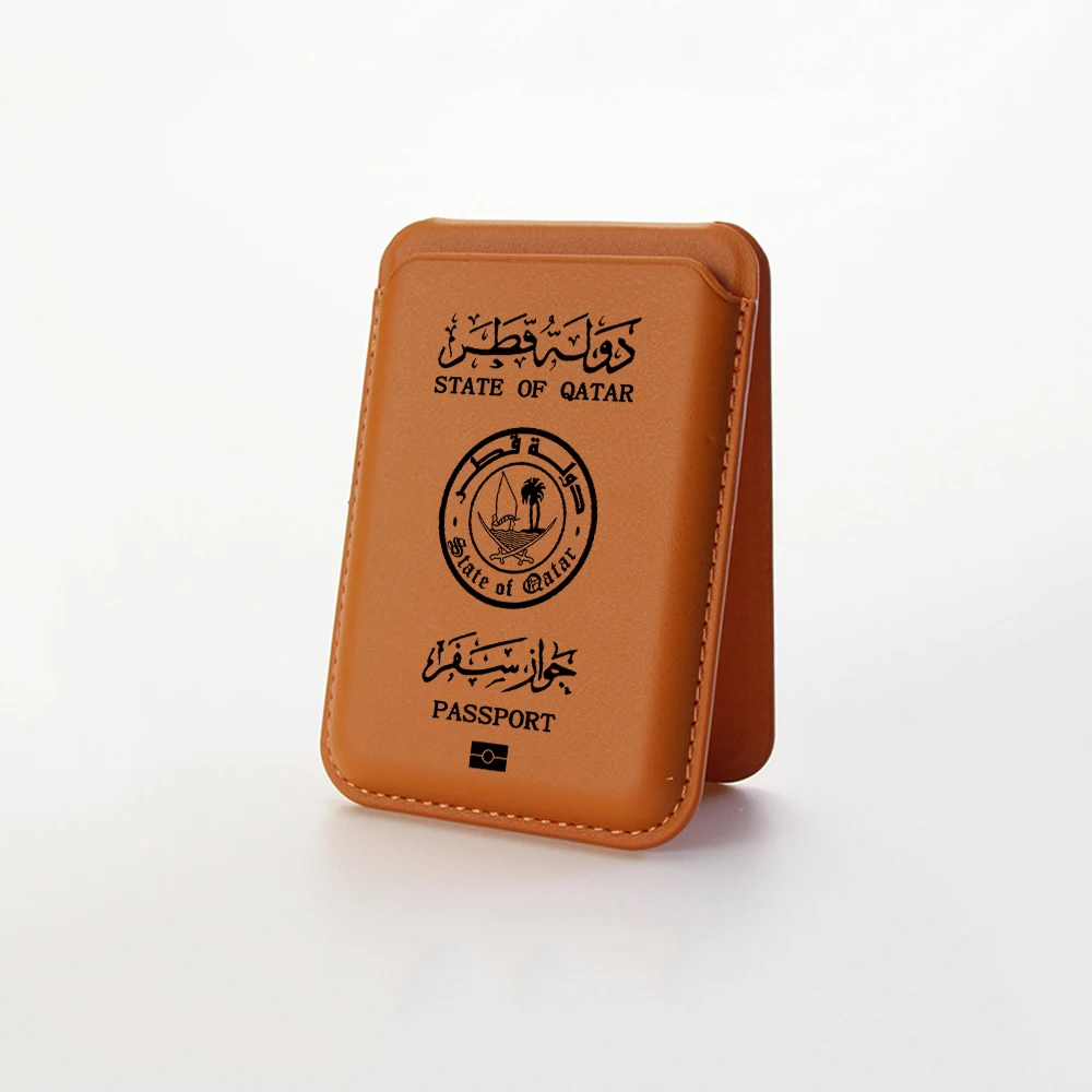 Aggiornamento Borsa per carte magnetiche Staffa nascosta per iPhone 16 15 14 13 Passaporto Qatari Porta carte in pelle per custodia Tasca Cover