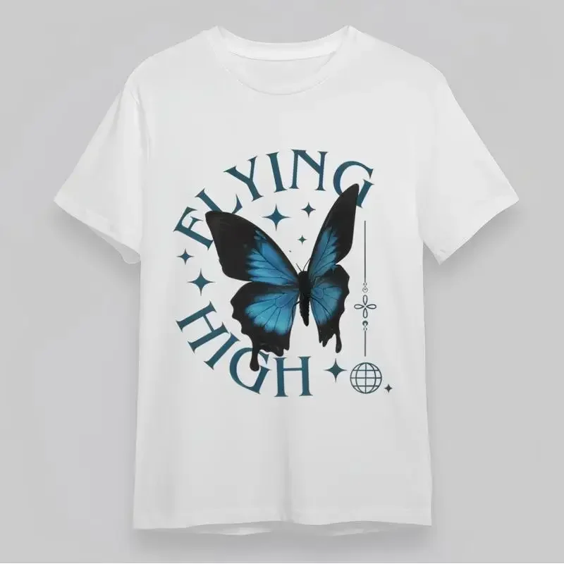 Women'S T Shirt With Flying High White 100 Cotton Tops Summer
