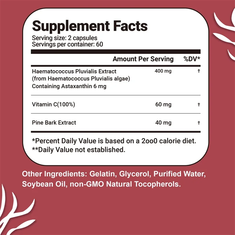 Astaxanthin With Vitamin C - Beneficial for Eye, Skin, Joint and Immune System Health, Improves Vision, Antioxidant Effects