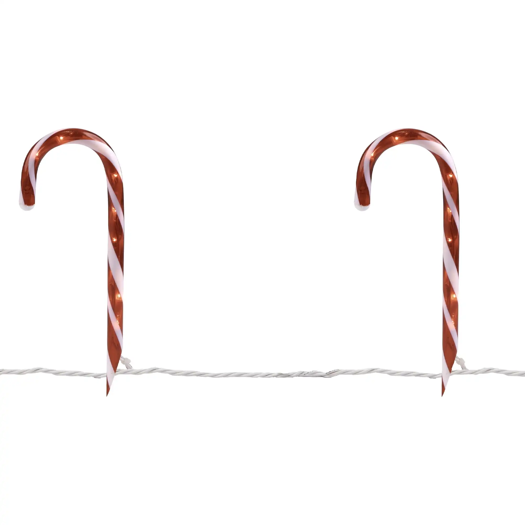 علامات مسار عيد الميلاد الخارجية المصنوعة من قصب الحلوى - سلك أبيض مقاس 13.5 بوصة - مجموعة من 10 قطع