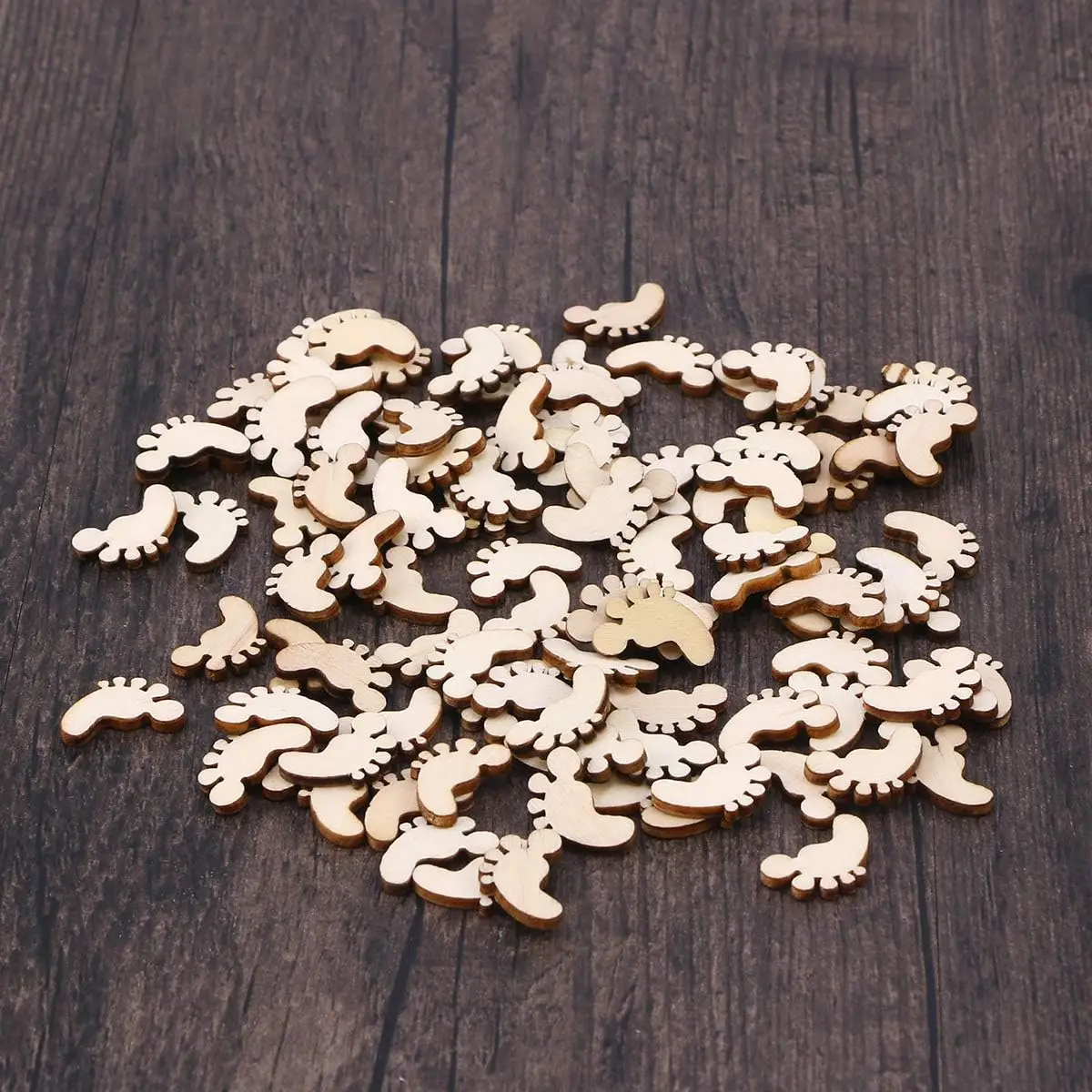 100pcs Wooden Foot Shaped Cutouts Foot Shape Wood Slices for Scrapbooks DIY Arts Craft Embellishments Ornaments Wood Discs