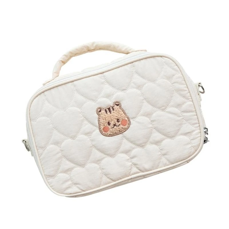 

J15U Cartoon Embroidery Mom Bag Baby Outing Nappy Case Handbag Storage Diaper Bag