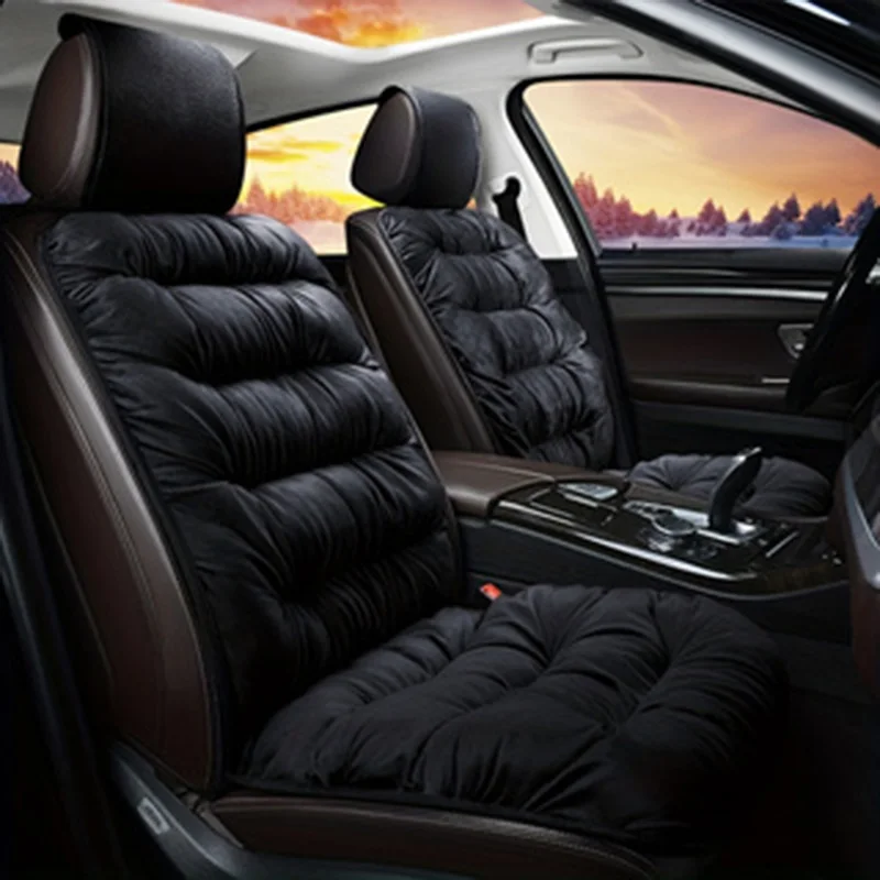 Winter thickened down car cushion front and co-driver single sheet warm plush one-piece universal seat cushion