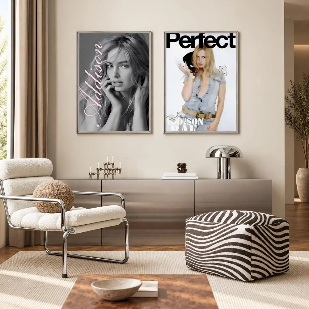 Popular Pop Singer Addison Rae Poster Self‑Adhesive Waterproof PP Poster Coffee Bar Wall Art Home Decor