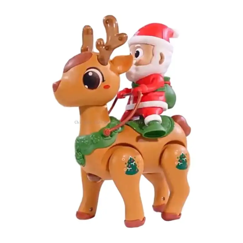 لعبة المشي الكهربائية الموسيقية سانتا والرنة مع أضواء متوهجة لزينة عيد الميلاد #1