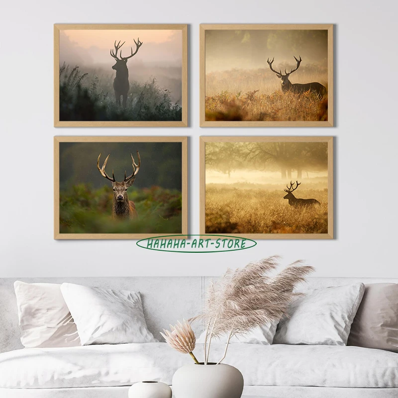 Wildlife Photography Animals Deer Fox Poster Canvas Printing Wild Animals Wall Decor Home Room Animal Deer Wall Aesthetic Decor