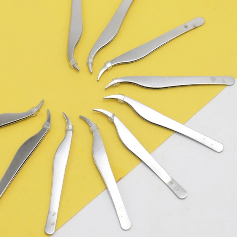 Slant Tip Tweezers for Detailed Beauty Care Stainless Steel, Makeup & Salon Use Dropship
