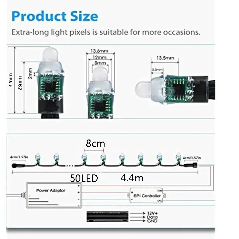 50 sztuk 12MM WS2811 Led String Light inteligentny moduł pikseli DC 12v IP68 wodoodporny WS2811IC cyfrowe światło bożonarodzeniowe LED