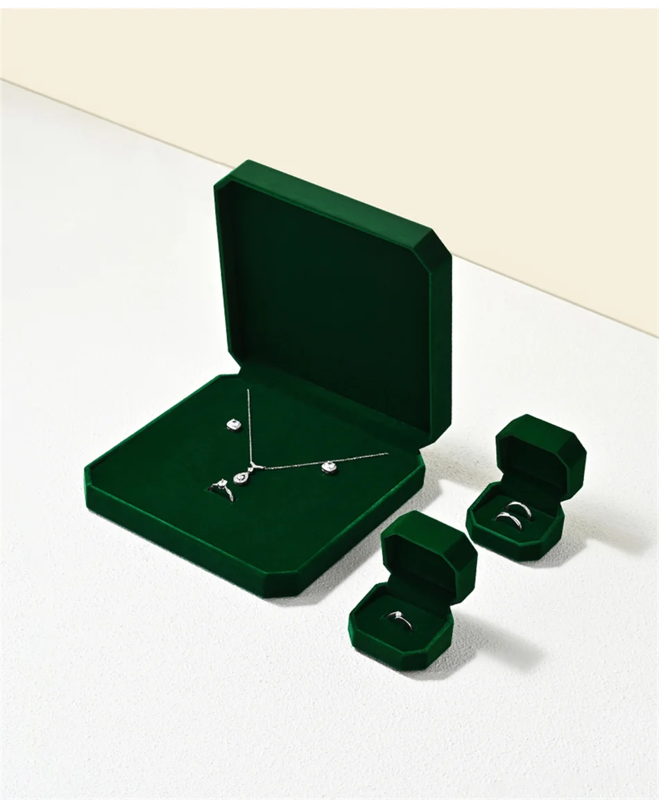 Oirlv Samt-Ringbox, Edelstein-Grün, Schmuckbox-Set, Hochwertige Verpackungsbox für Ringe, Ohrringe, Halsketten, Armbänder, Anpassbar – Detail 9