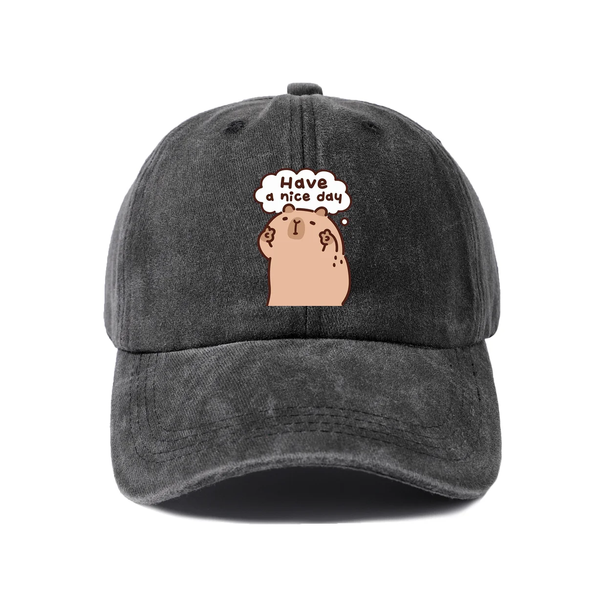 Funny Have a Nice Day Face Graphic Baseball Cap, Vintage Washed Adjustable Unisex Dad Hat, Everyday Gift
