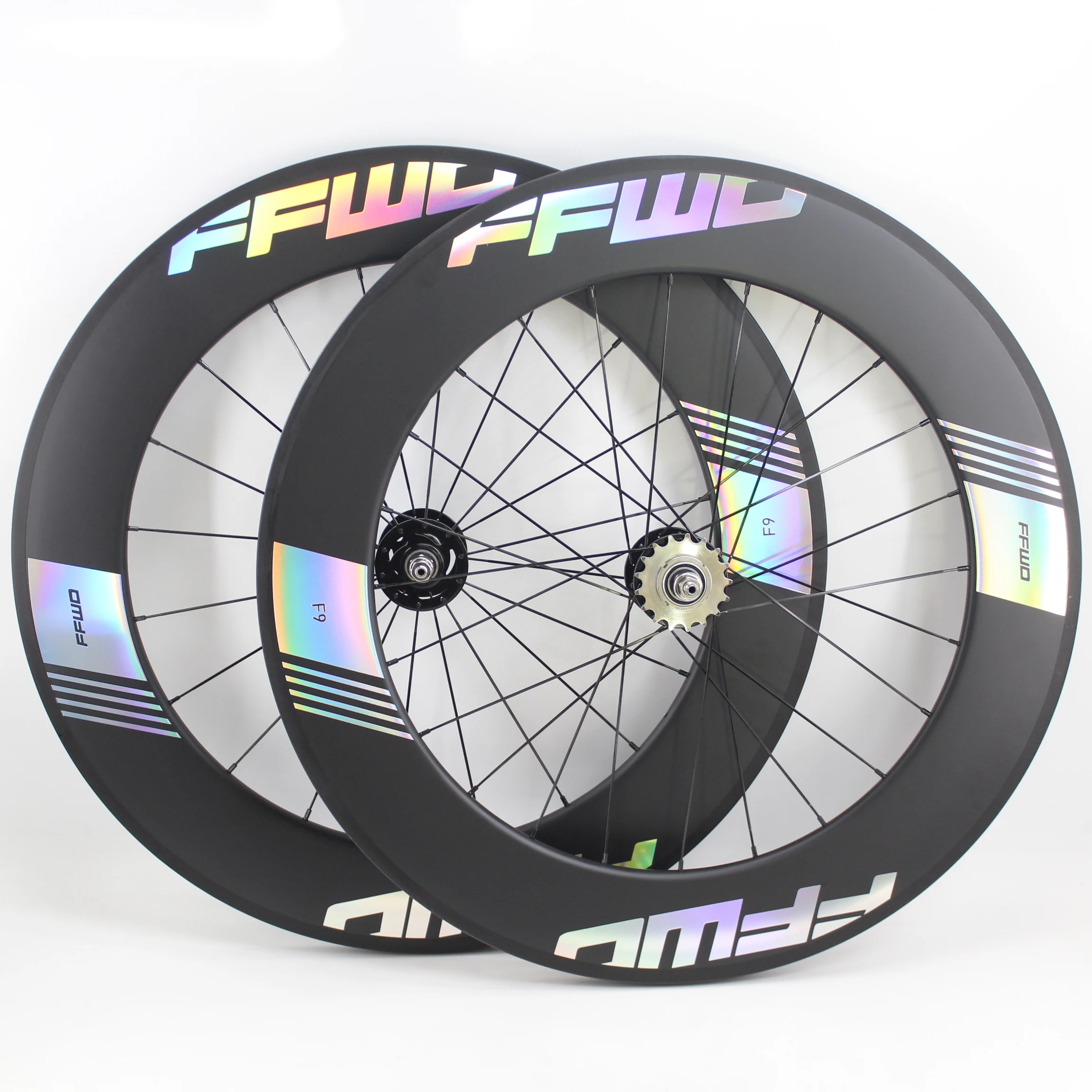 Newest Colorful 88mm 700C Track Fixed Gear Bike Matt UD Full Carbon Fibre Bicycle Wheelset Carbon Tubular Clincher Tubeless Rims