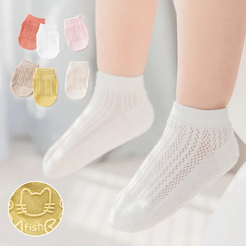 

Summer Mesh Thin Baby Boys Girls Socks Non-Slip Cotton Solid Casual Newborn Short Floor Socks Age For 0-5Years 2022 One Pairs