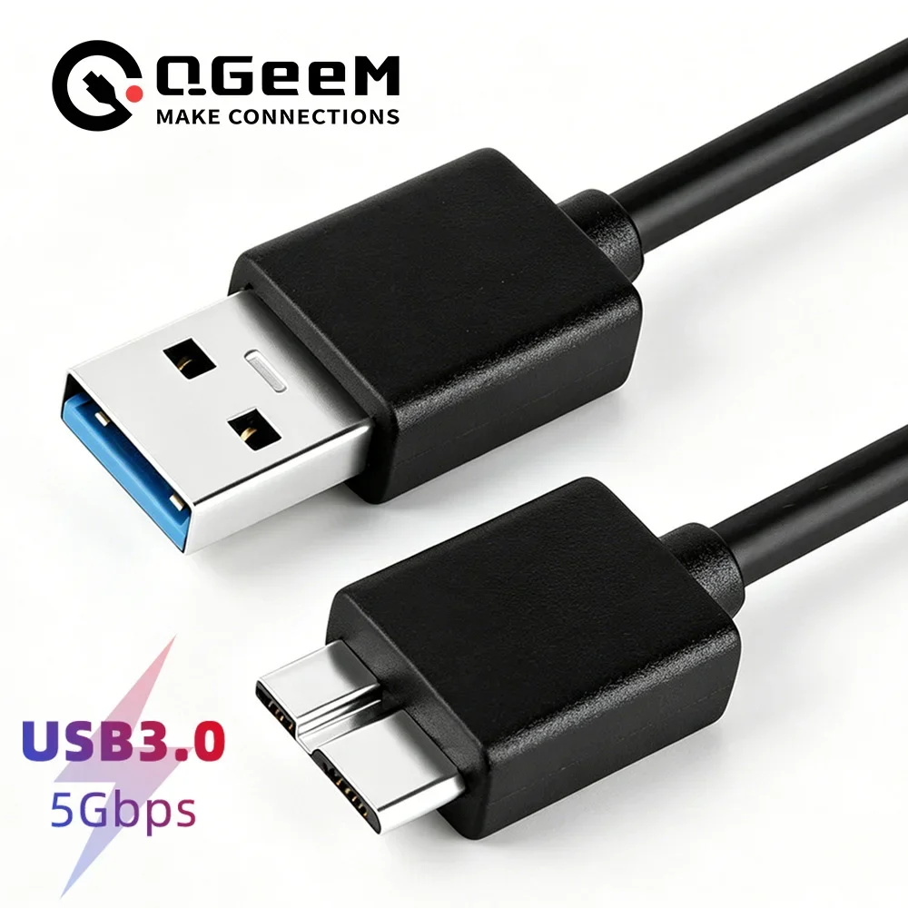 QGeeM USB 3.0 Micro Cable Type A to Micro B  Cable For External Hard Drive Disk HDD Samsung Laptops Computuer USB HDD Data Cable