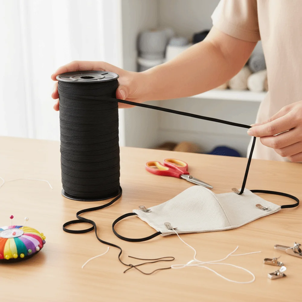 

1pcs White&Black Flat Knitted Elastic 100 Yards Length Heavy Stretch Flat Elastic Ribbon Elastic Cord Rope Sewing Accessory