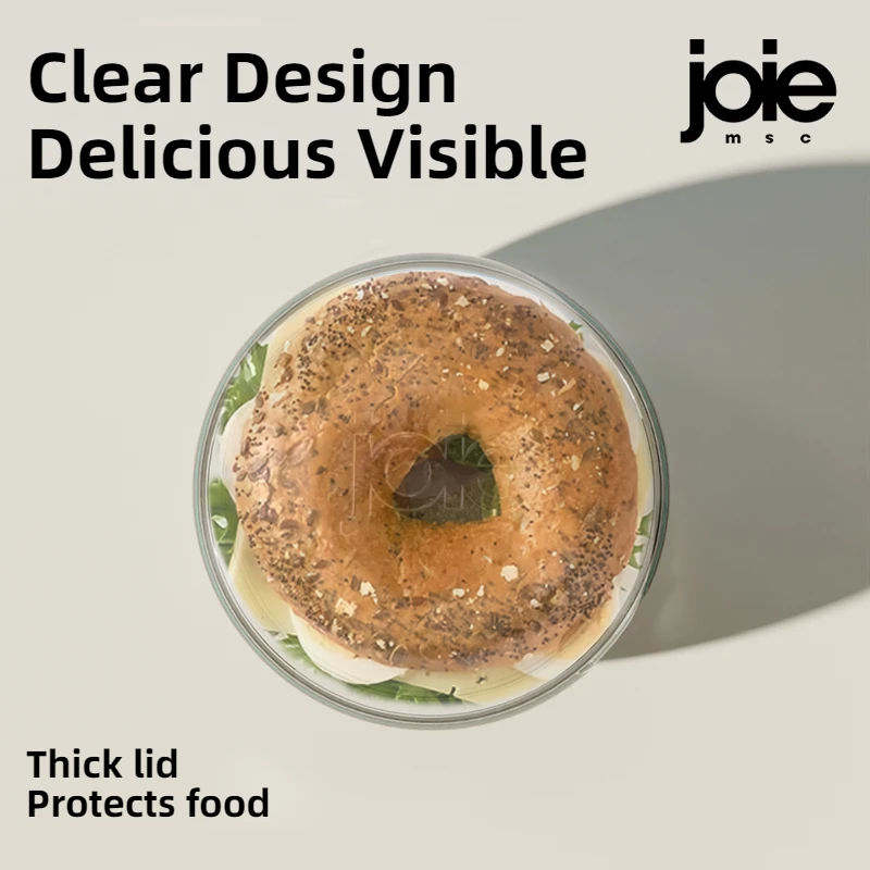 

Joie Clear Lunch Box Portable Round Lunch Box For Bagel Sandwich Burger Roll Muffin Fruit Salad Fresh-Keeping Box Microwave Safe