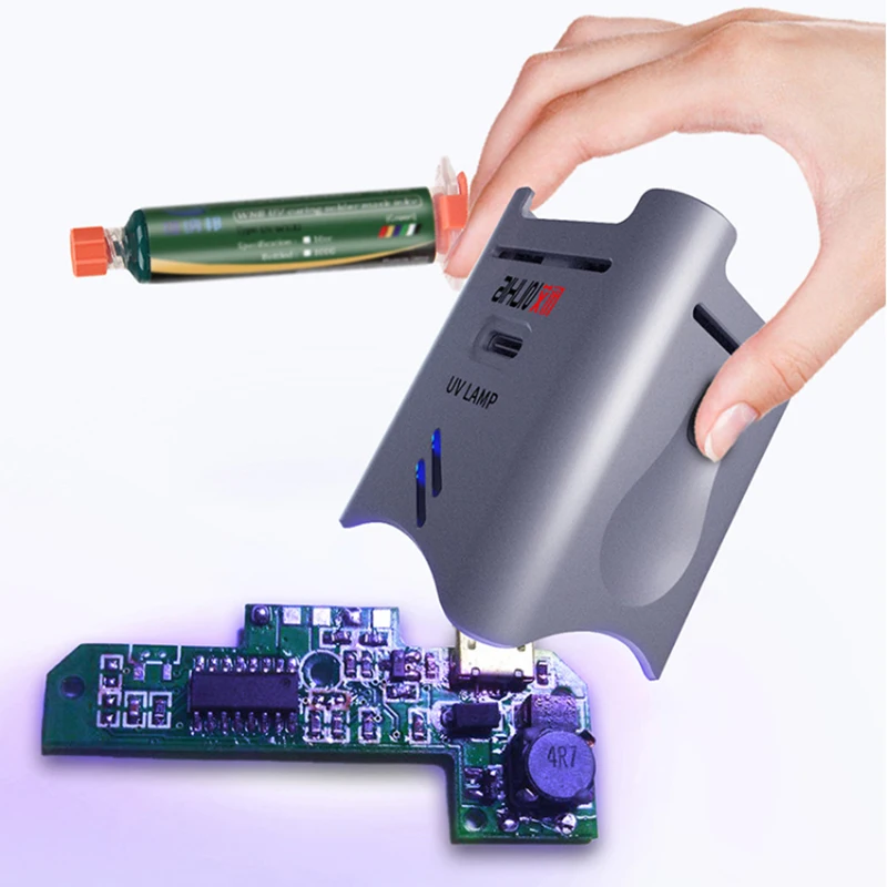 

Newest AiXun Battery UV Mobile Repair Curing Lamp For BGA Motherboard LCD Green Oil Curing Lamp UV Glue Optical Glue Curing Tool