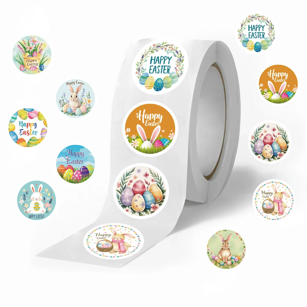 500pcs/Roll Cute Easter Egg Cartoon Sealing Stickers Kawaii Animal Decals Labels Graffiti Stationery Notebook