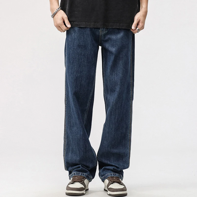 

New Mens Baggy Jeans High-quality Street Retro Fashion Blue Pants Male Loose Straight Casual Concise Style Trousers Men Clothing