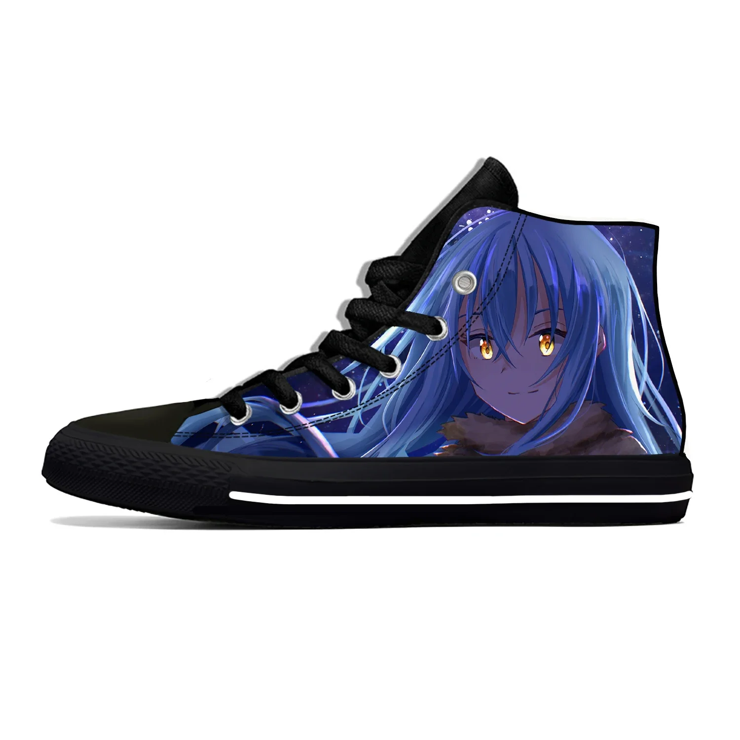 Anime Slime Rimuru Canvas Sport Shoes para homens e mulheres, pano leve, impressão 3D, moda divertida, top alto, tênis respirável casual, quente