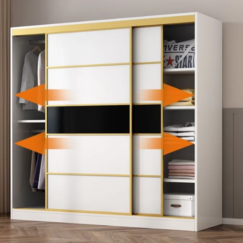 Hanging Wooden Wardrobe Closet Sliding Doors Space Saving Wardrobes Closet Organizer White Armadio Guardaroba Bedroom Furniture