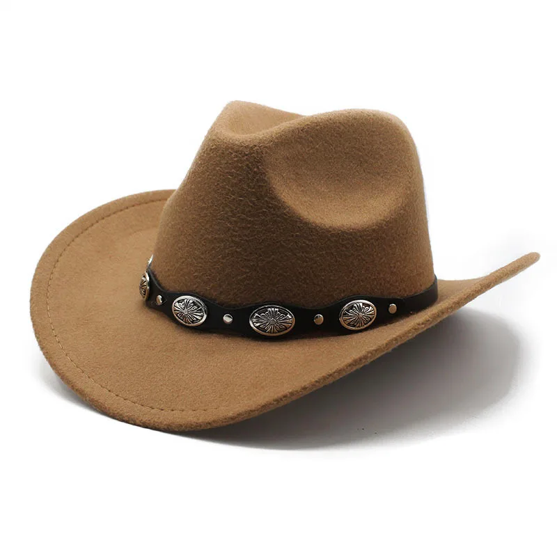 Foreign Trade Cowboy Hat Retro Fedora Hat Western Denim Woolen Hat Fur Felt Hat Vintage Hat Cowboy Hat Felt Hat