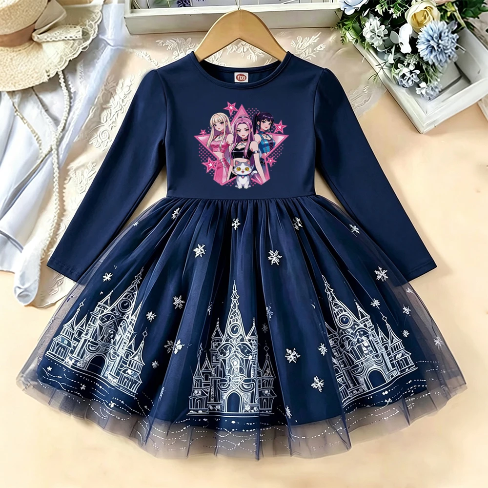 Neue Kinderkleidung Frühling Herbst Langarm-Prinzessinnenkleid Baby Mädchen Süßes Kleid Kinder Geburtstagsparty Kleid Regenbogen Cartoon – Detail 6