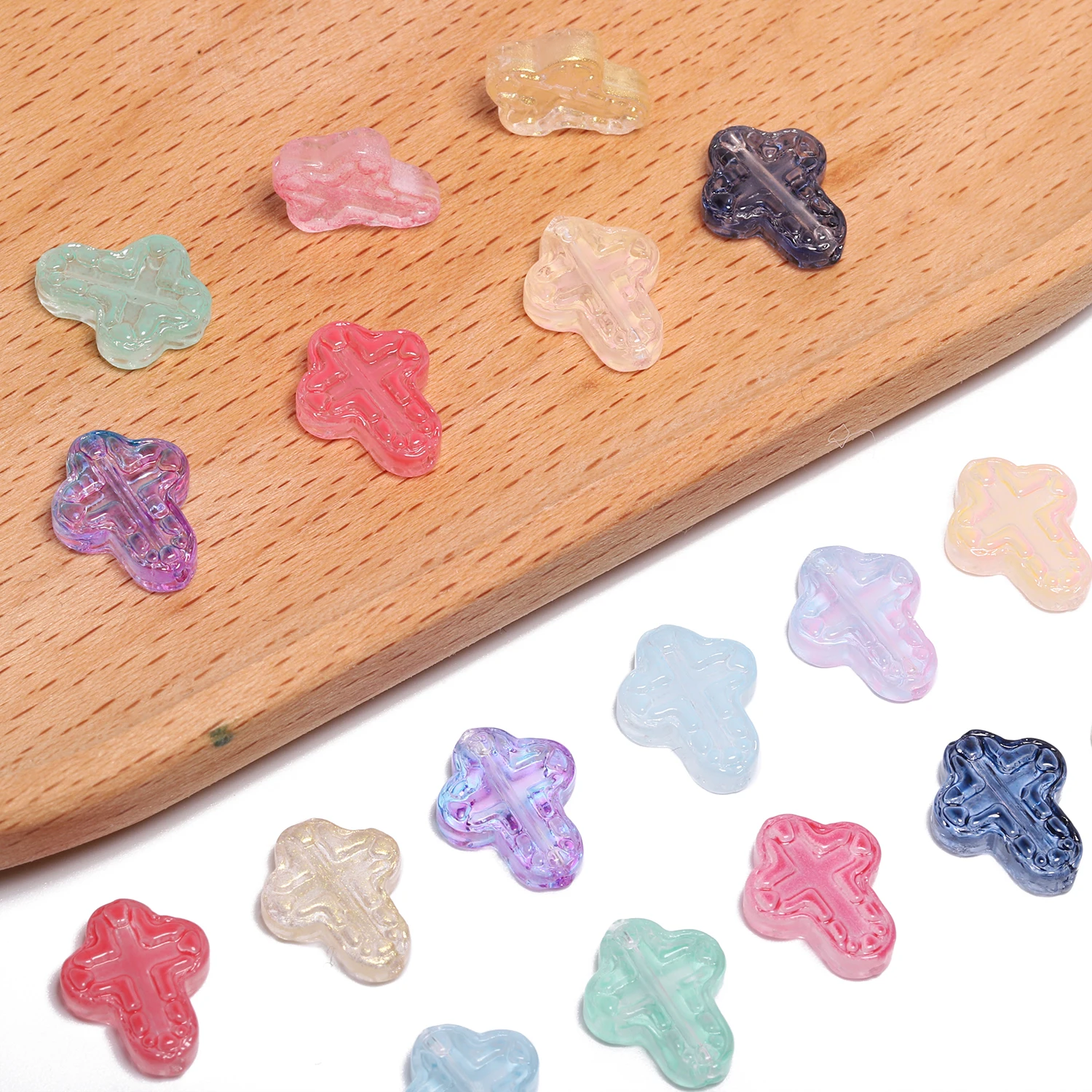 11.5x14mm 20pcs Multicolor Cross Shape Lampwork Czech Glass Beads for Needlework Jewelry Making DIY Bracelet Necklace Accessory