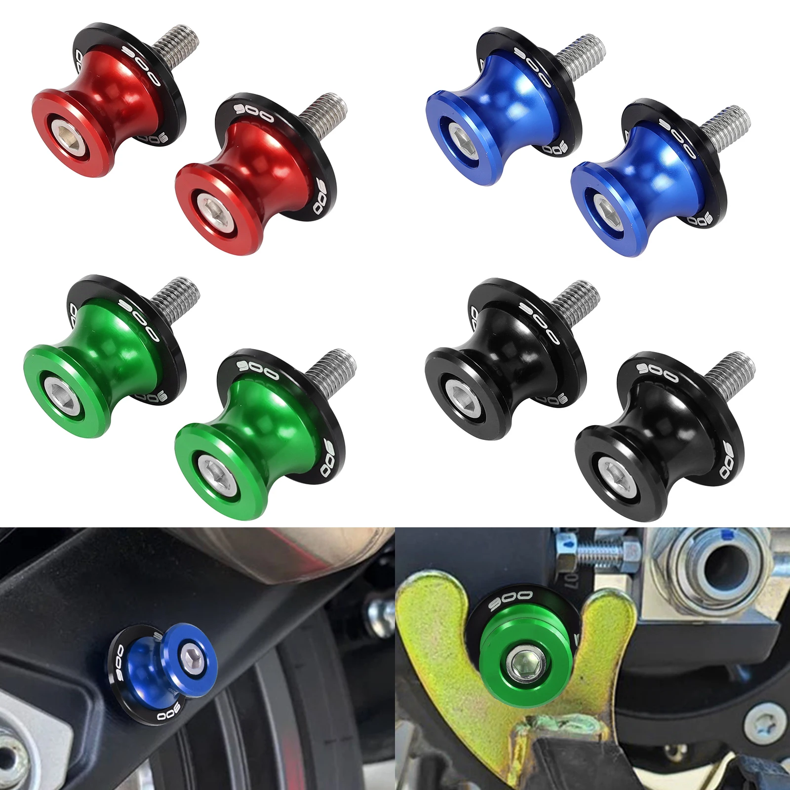 4 Colors Motorcycle Accessories Swingarm Spools Slider Stand Screws Aluminum M8 Bolt For Kawasaki Z900 Z900RS 2017-2024
