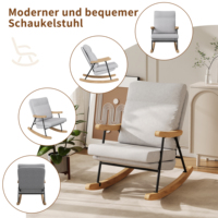 Fangange  Nordic Rocking Chair Modern Linen Fabric Seat  Armchair Wood Metal Frame Comfortable Rocker for Living Room Bedroom