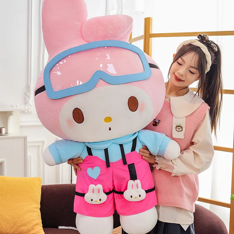 

Sanrio Cartoon Kawaii Ski Kuromi Plush Toy Doll Anime Cute My Melody Stuffed Large Doll Children's Birthday Christmas Gift Toy