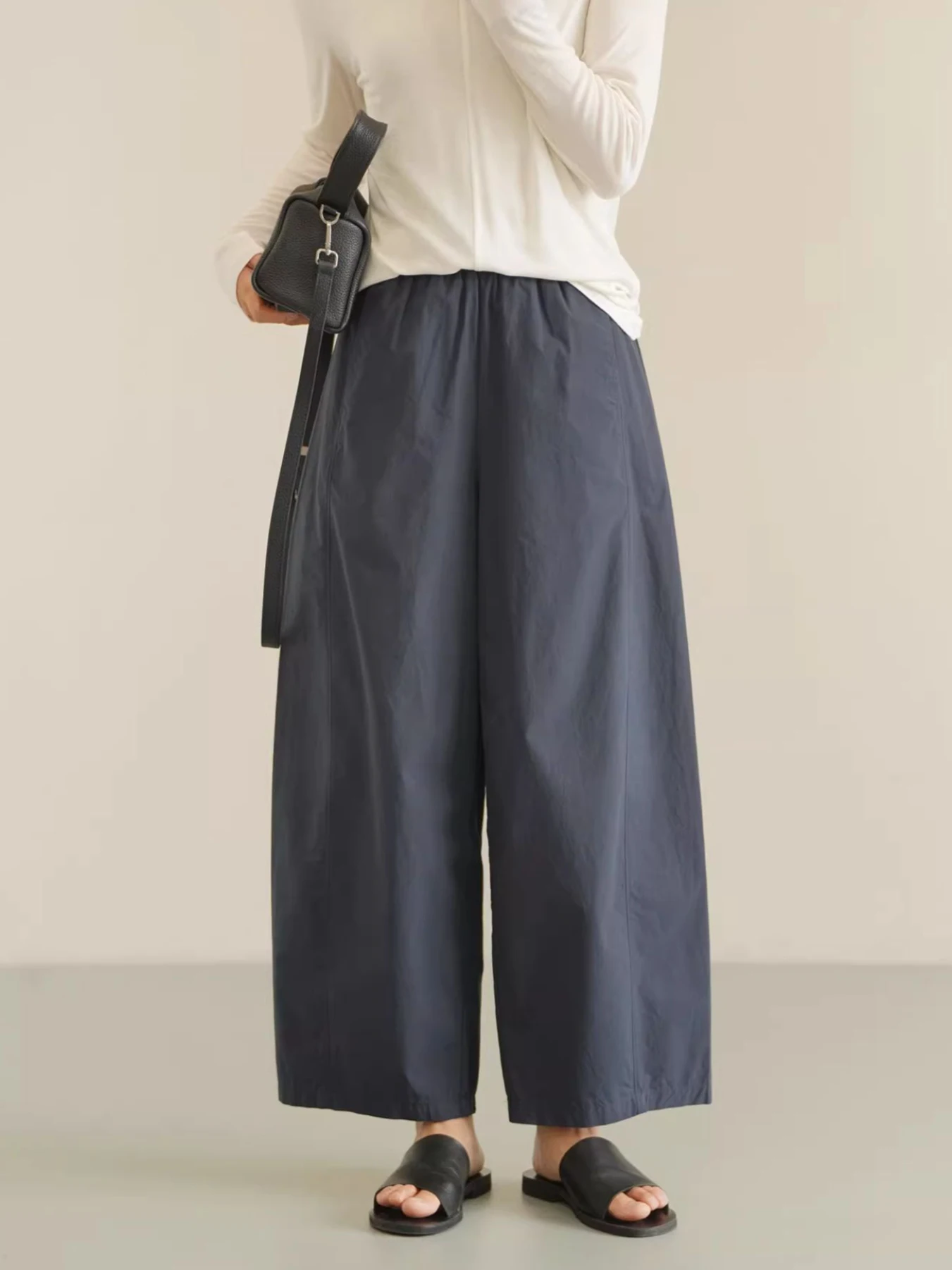 

Summer Ladies Loose Wide Leg Cotton Pants Thin Waed Pure Cotton Nine Point Scythe Pants Comfortable Casual Straight Cut Tro...