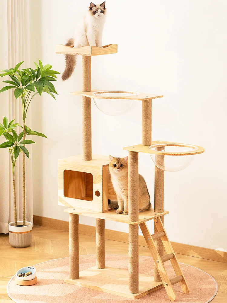 Cat climbing frame cat nest cat tree integrated solid wood