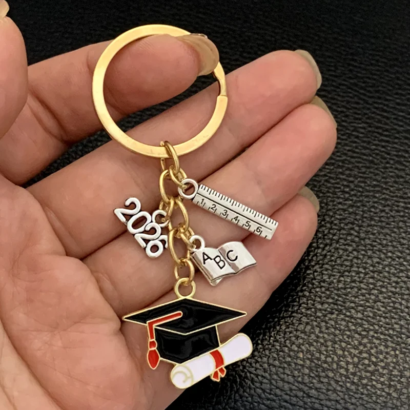 2026 Graduation Gown Cap KeyChain Ring Student Women Jewelry Personalized Accessories Fashion Pendant Gifts Forever