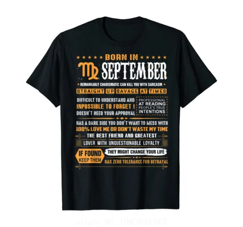 September Birthday Gifts - Born In September Virgo T-Shirt S-5XL wholesale cheap graphic t shirts 2024 streetwear t-shirts