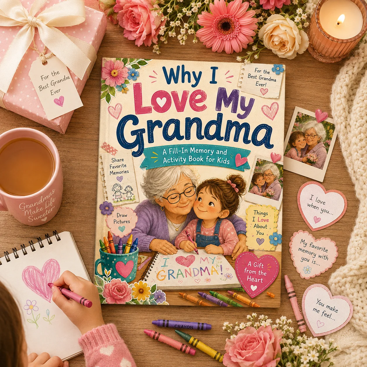 Why I Love My Grandma Fill‑In Memory Activity Book for Kids, Thoughtful Gift Book to Share Favorite Memories with Grandma