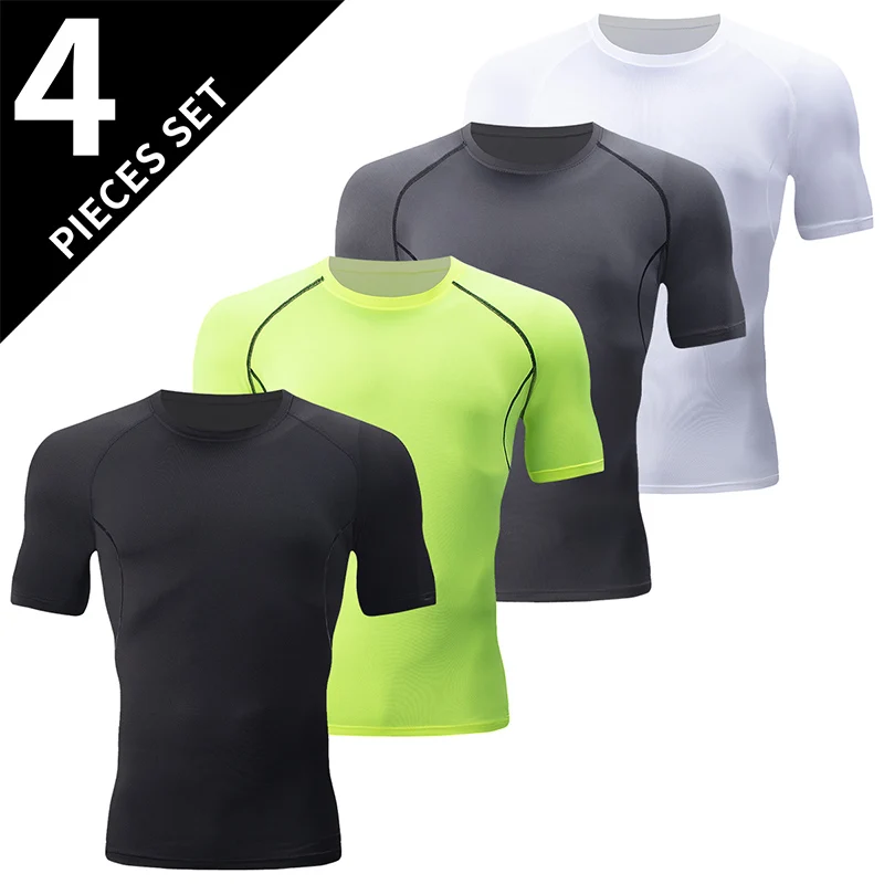 

4/1 Pack Men's Sports Quick-drying Solid Color Short-sleeved Casual T-shirt Running Fitness Yoga Playing Joker T-shirt Teenagers
