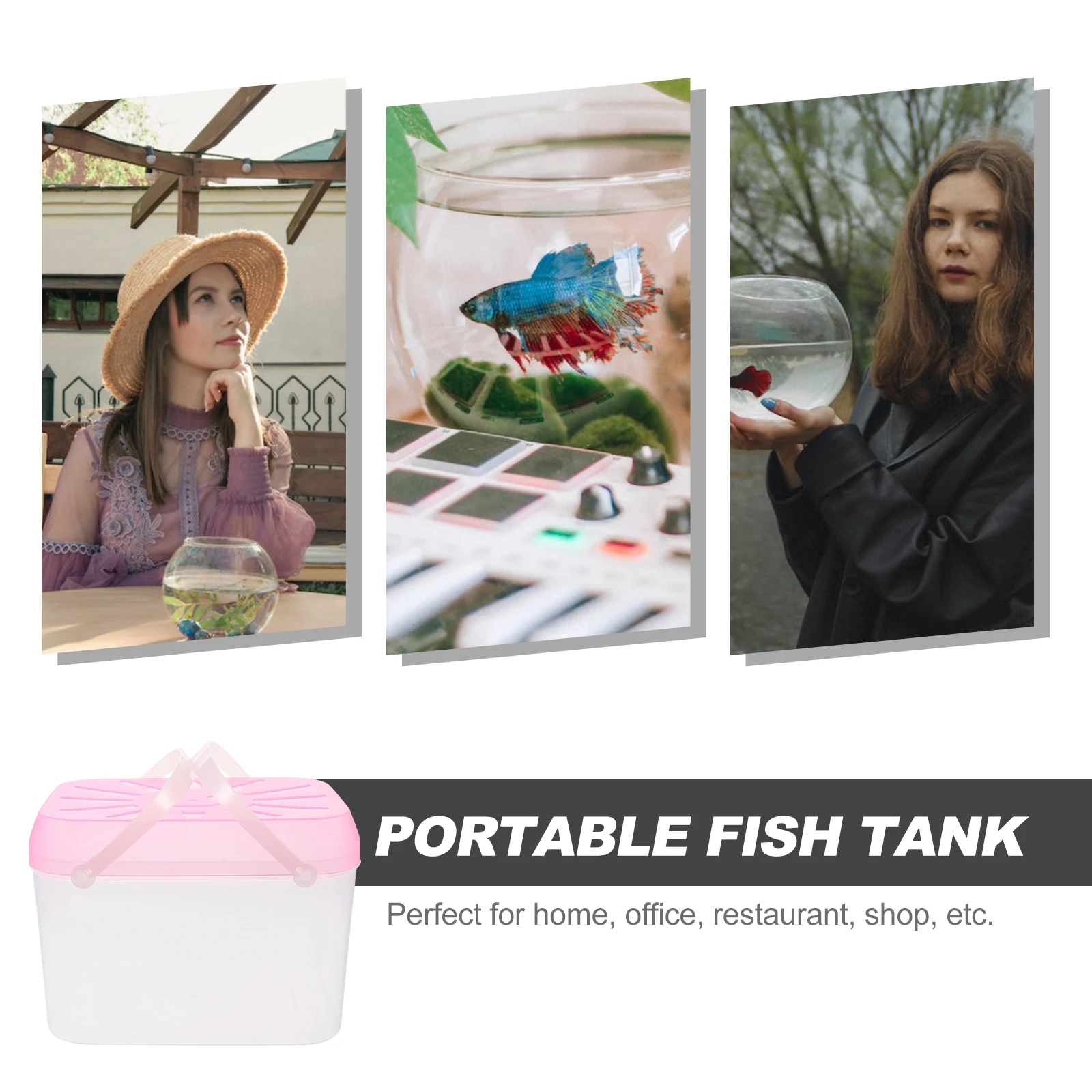 

Compact Portable Transparent PP Fish Tank Practical Long Term Use Great Color Cutout Design Home Decor Random Color