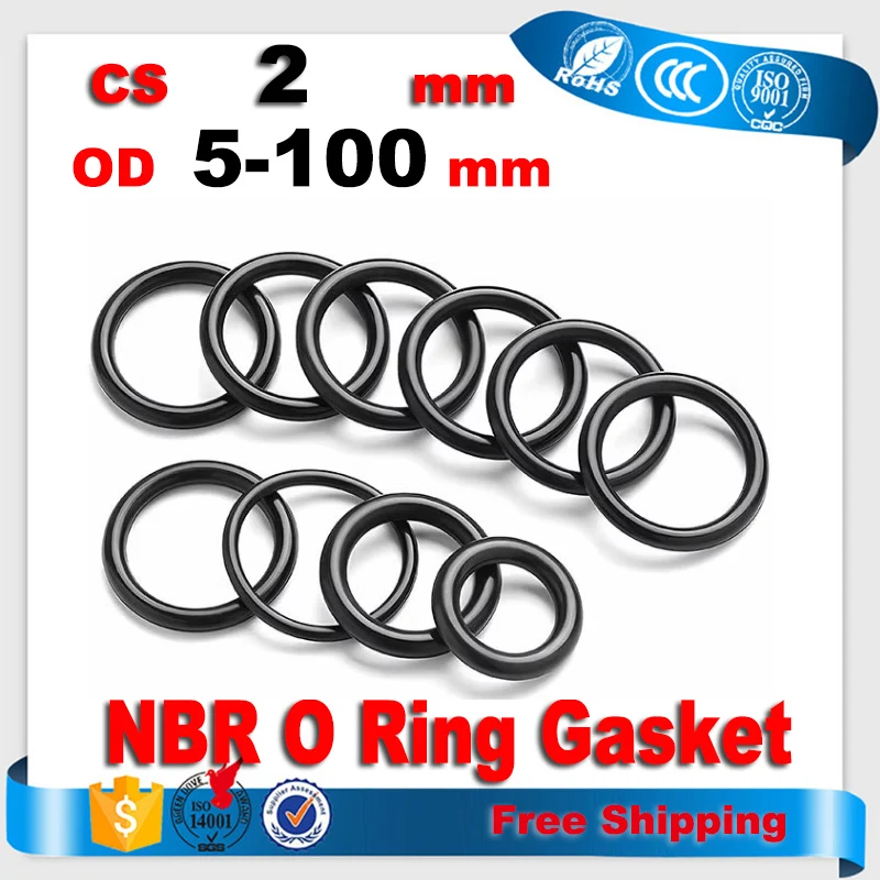 

CS 2mm NBR Rubber O Ring Gaskets Seal Nitrile Rubber Bands High Pressure O-Rings Repair Kit Sealing Elastic Band