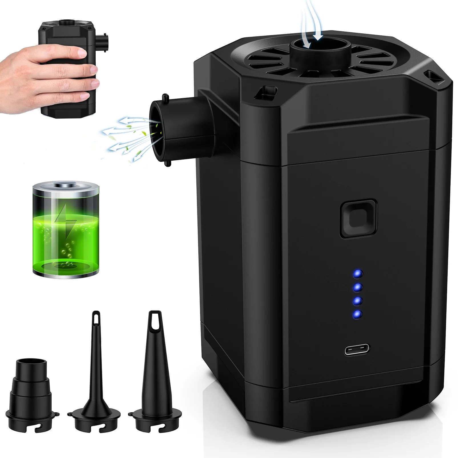 

Портативный воздушный насос MAX Pump Plus с аккумулятором 5000 мАч, перезаряжаемый через USB, самый легкий воздушный насос для быстрого надувания сдувания для поплавков в бассейне