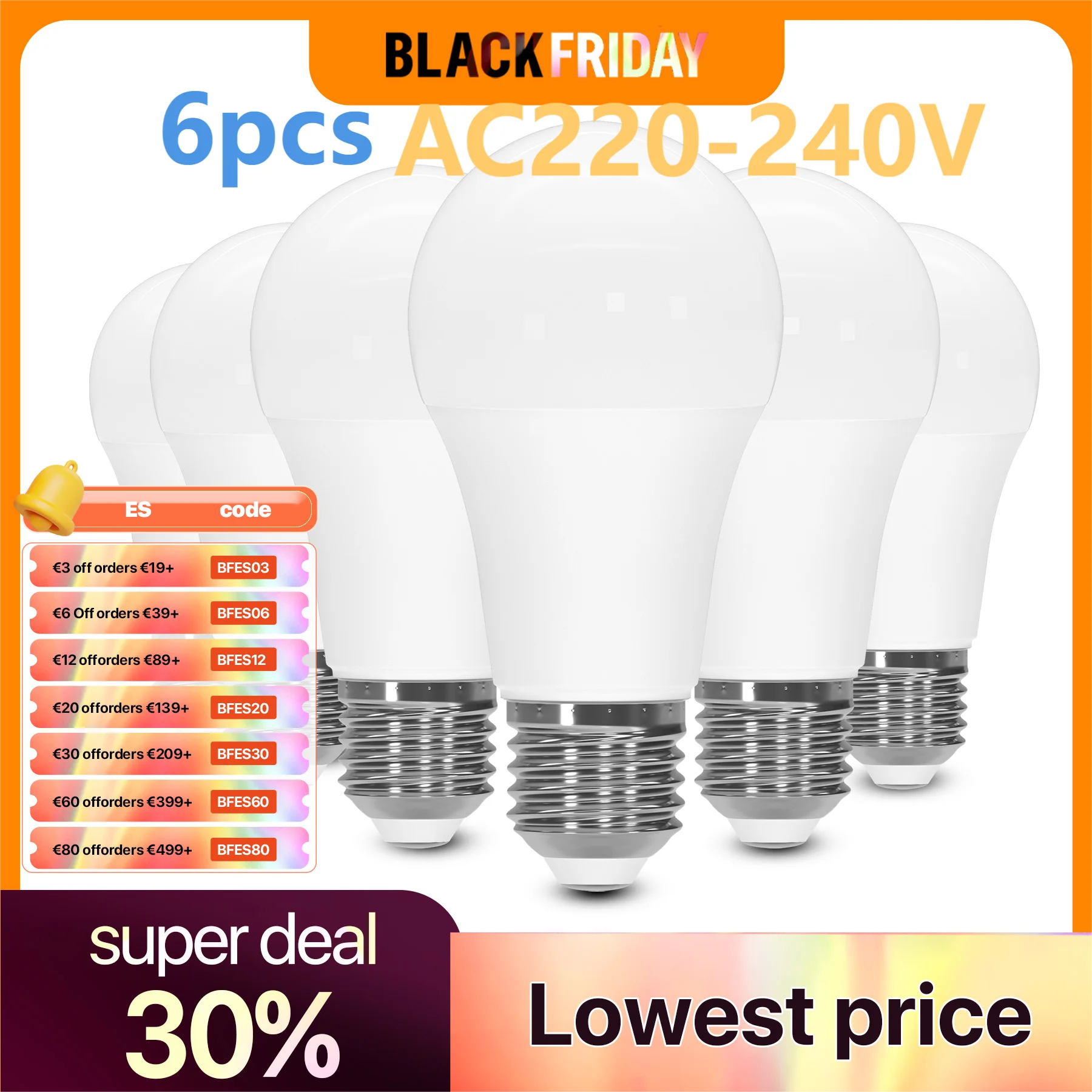 6 Pack LED Light Bulbs E27 Edison Screw Bulbs 100W Equivalent 12W 1200lm Warm White 3000K Cool White 6500K Screw in Light Bulb