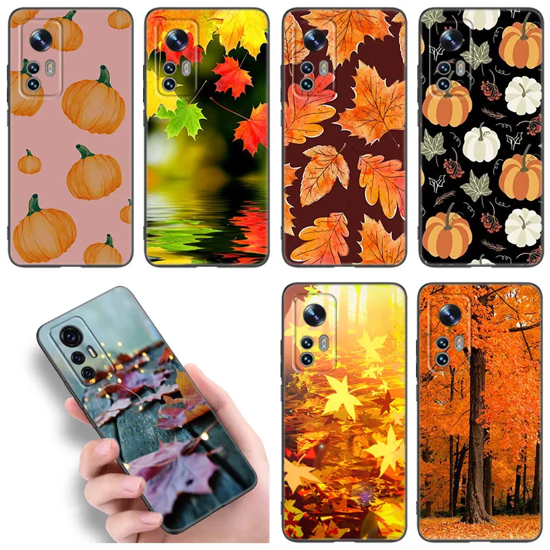 Autumn Leaves Fall Phone Case For Xiaomi Mi 10T 11 12 Lite 11i 11T 12X 12S POCO F4 X3 X4 GT NFC F3 M3 M4 Pro 5G Soft Black Cover