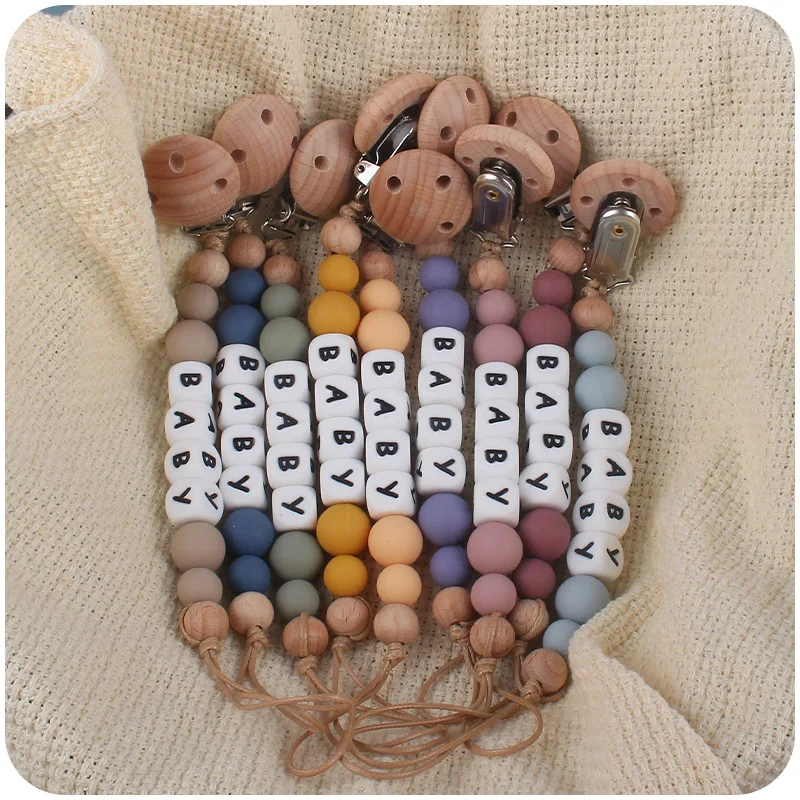 

Baby Custom Personalized Name Pacifier Clip Silicone Letter Safe Anti-drop Chain Nipple Dummy Holder Teether Soother Shower Gift