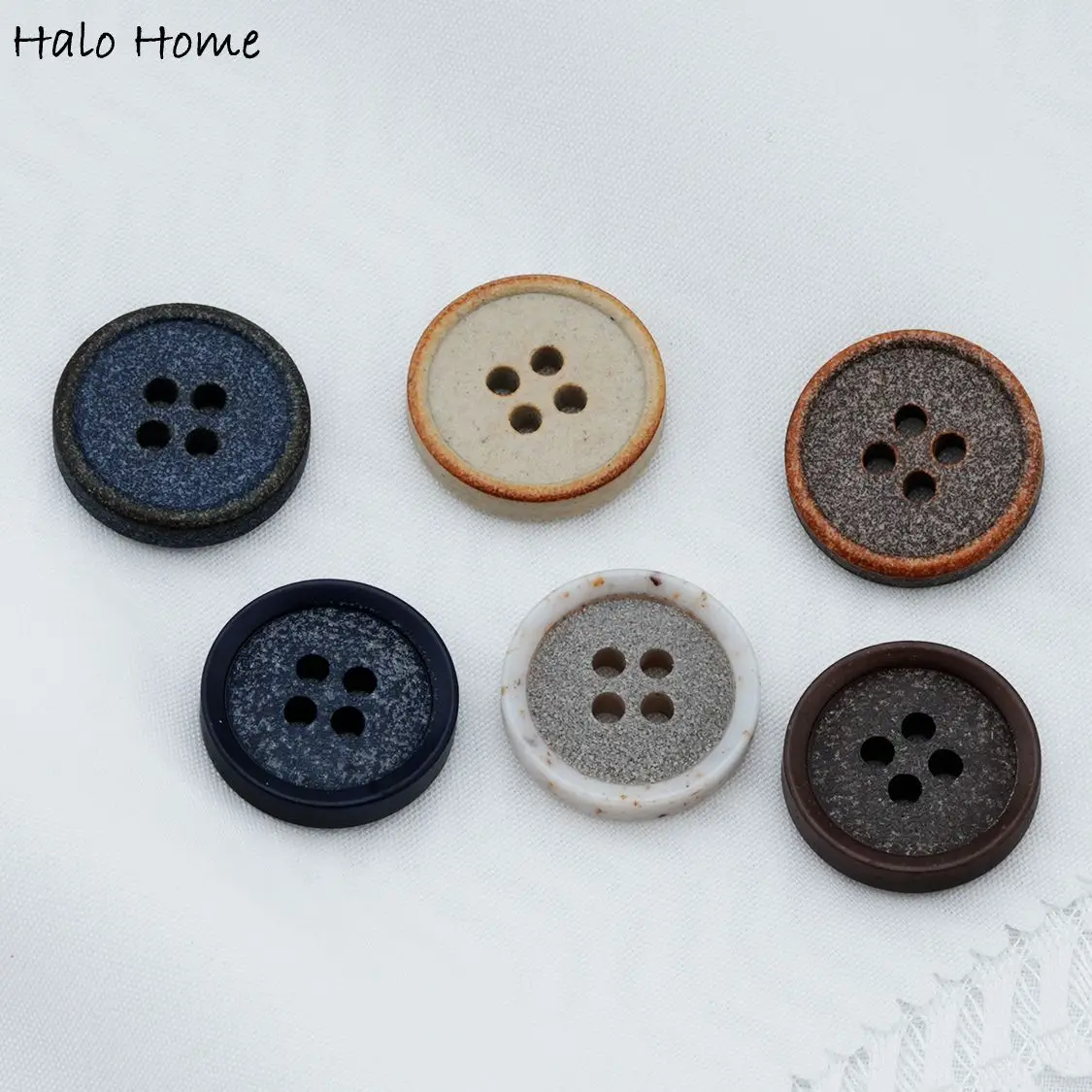 Botón de resina de cielo estrellado mate con patrón de mármol, 6 uds., 2 estilos, con 4 agujeros, costura de ropa y manualidades DIY, botón decorativo de 15-25MM