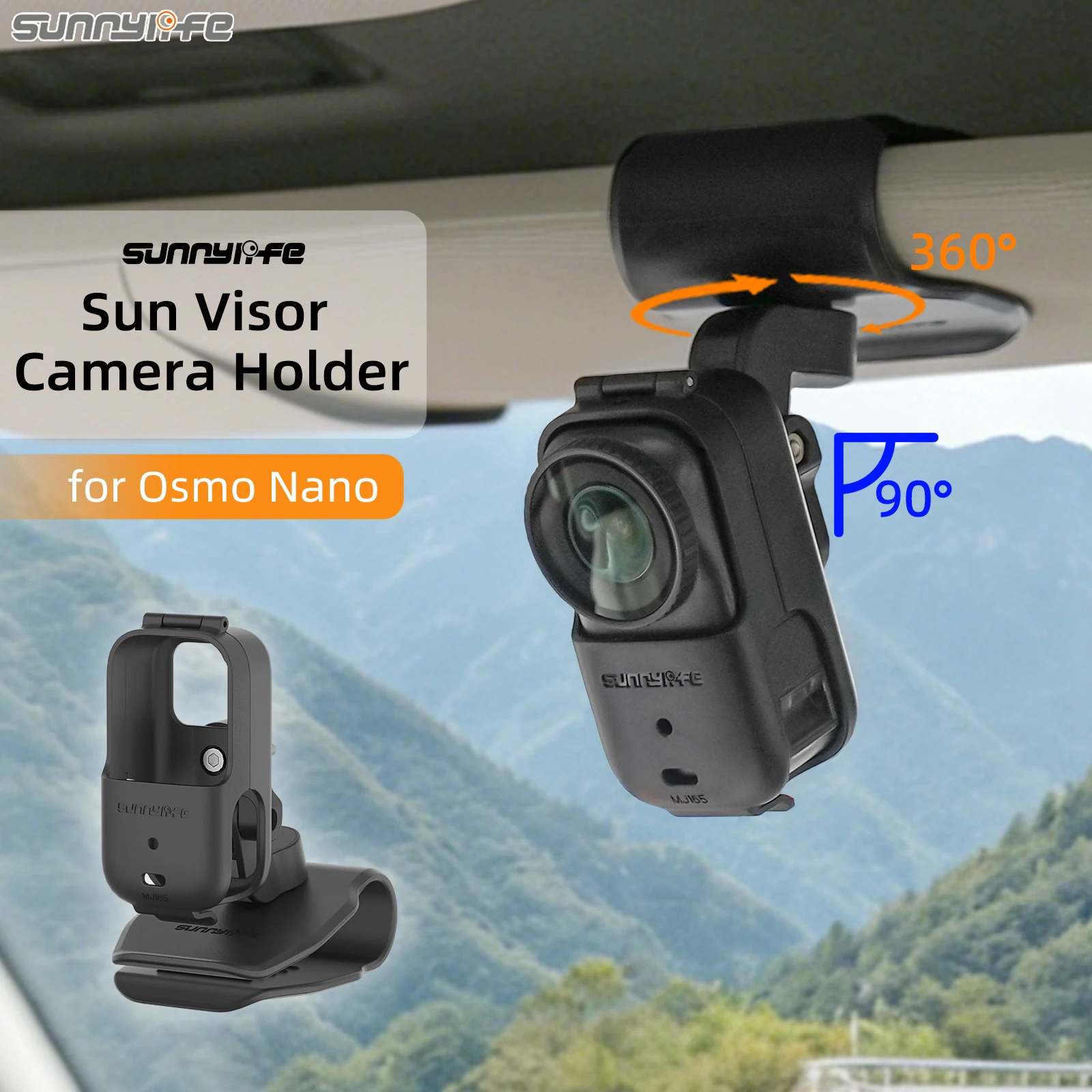 Quick Release Car Sun Visor Mount Adjustable 360° Rotation Auto Sun Visor Clip Holder Durable Sturdy for DJI Osmo Nano