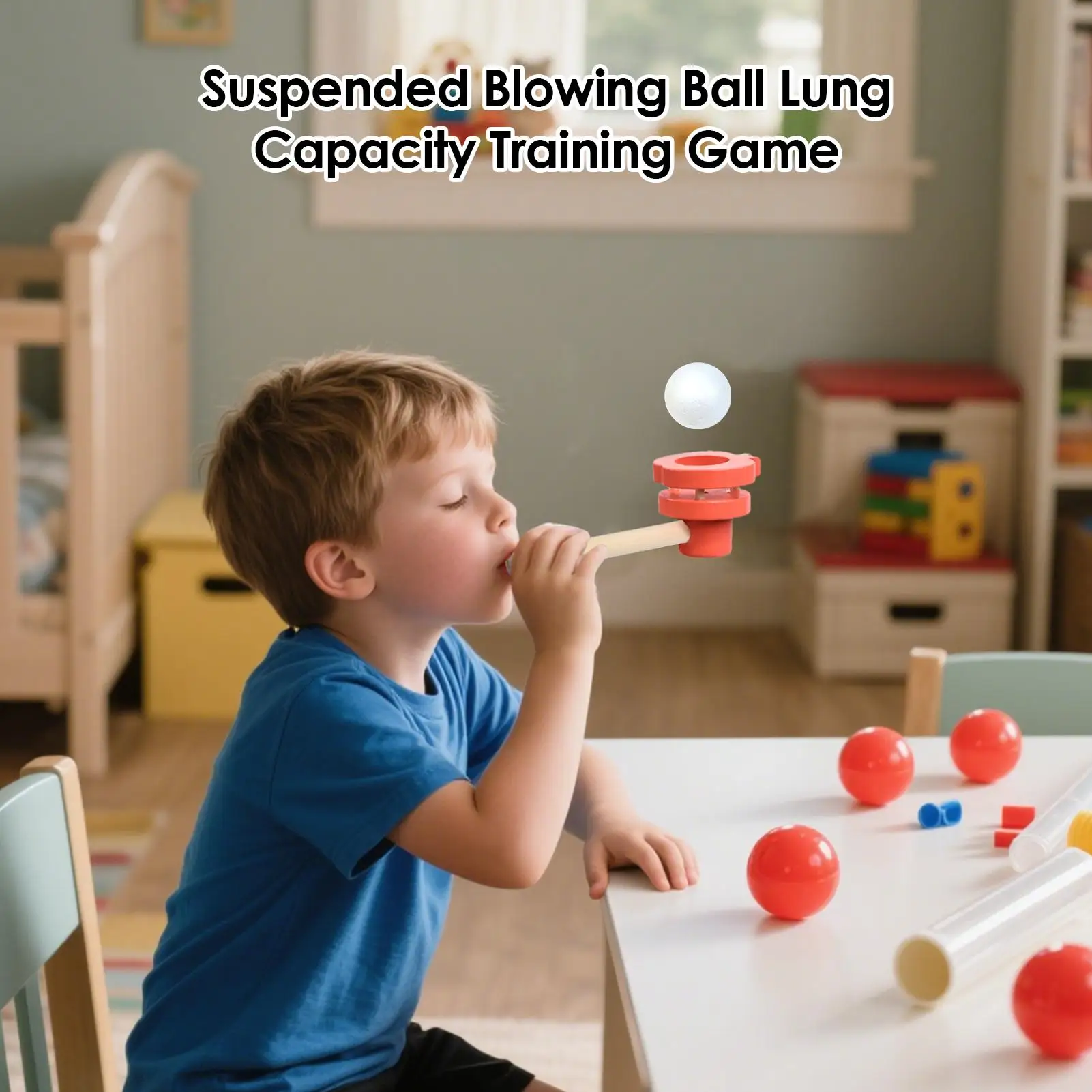 Hängender Blasball, Blasspielzeug, schwimmende Bälle, Atemtrainer, ergonomischer Spaß, kognitive Entwicklung, Partyzubehör für Kinder