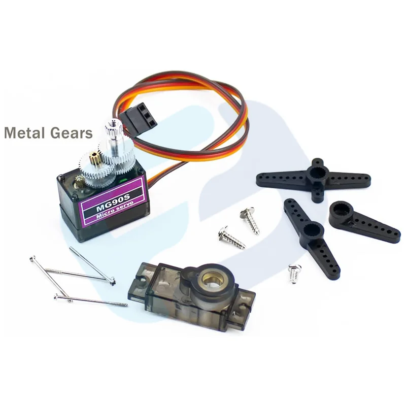 All Metal Gear Servo MG90S, versão atualizada para helicóptero avião barco carro MG90 9G Trex 450 RC robô, 9g, 1 2 4 10 20 50 pcs